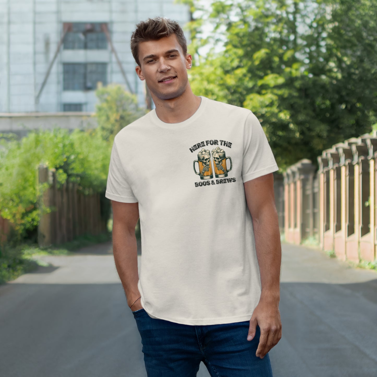 Halloween Beer Mug Tee - Here for the Boos & Brews
