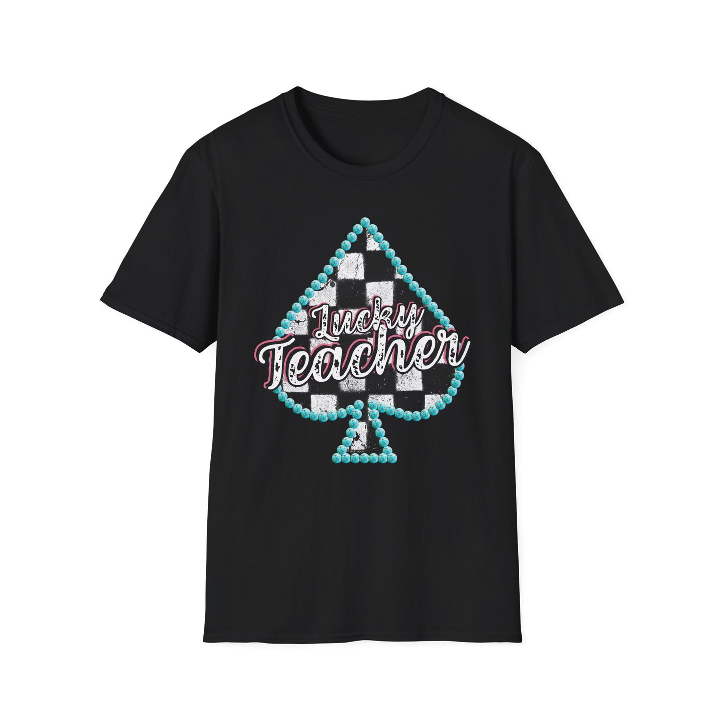 Teacher Checkered Spades T-Shirt