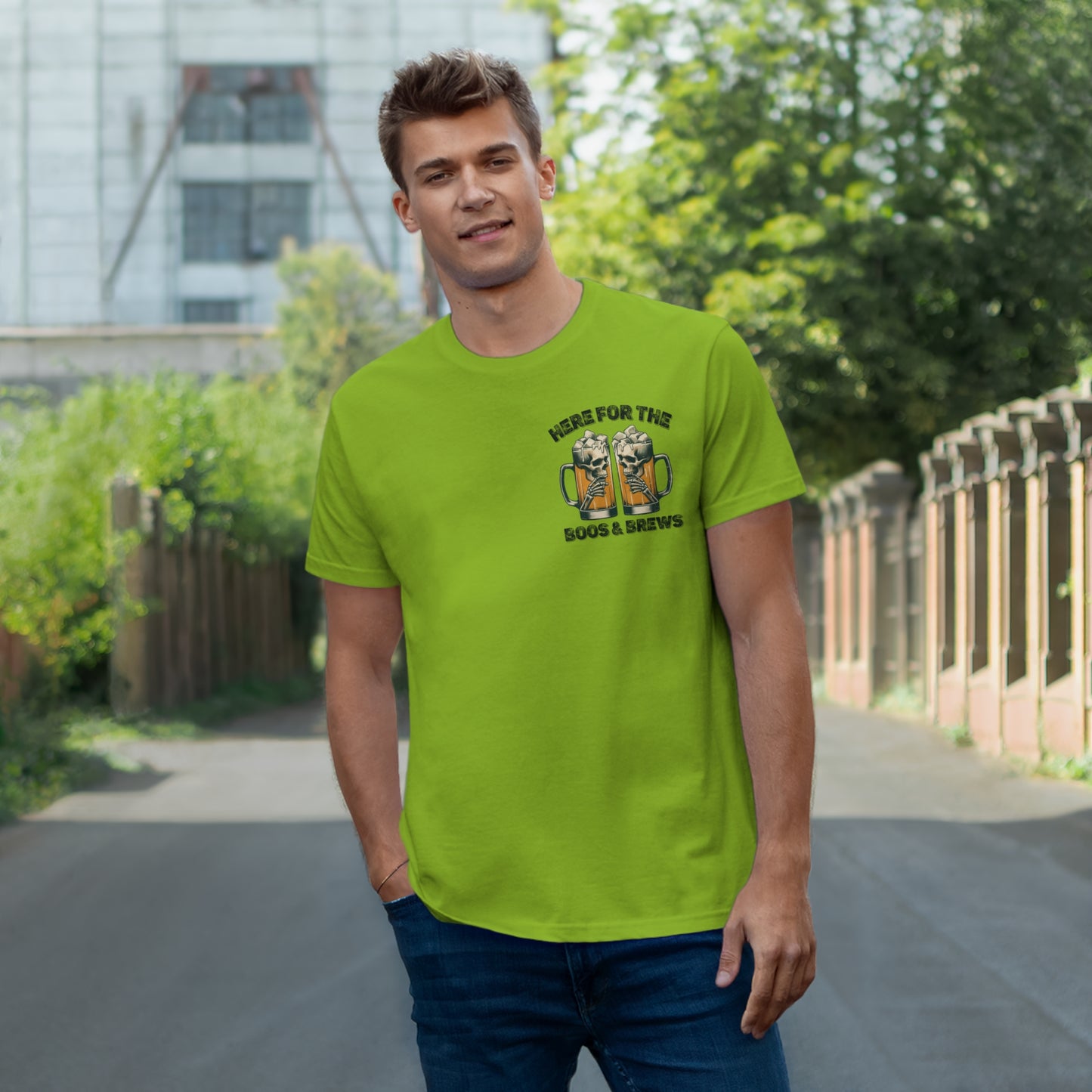 Halloween Beer Mug Tee - Here for the Boos & Brews