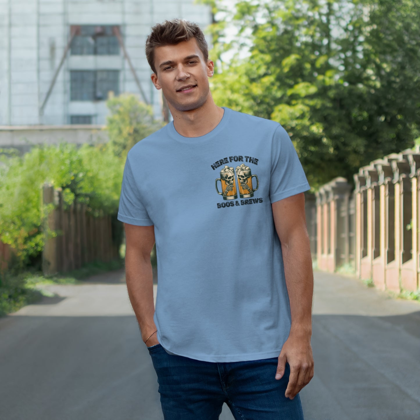 Halloween Beer Mug Tee - Here for the Boos & Brews