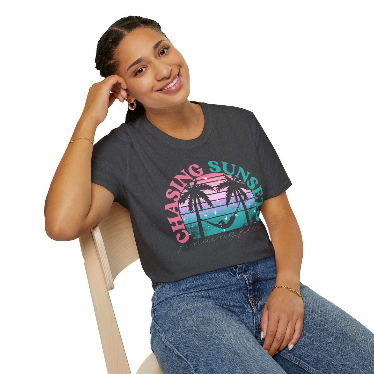 Chasing Sunsets, Finding Peace Unisex T-Shirt