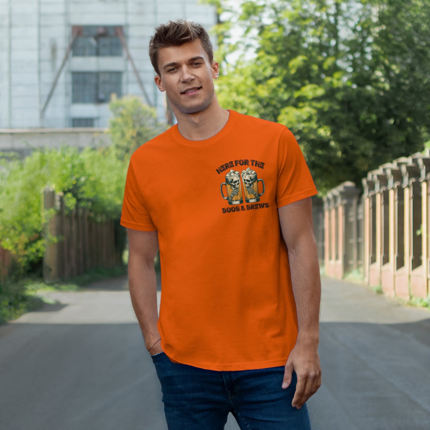 Halloween Beer Mug Tee - Here for the Boos & Brews