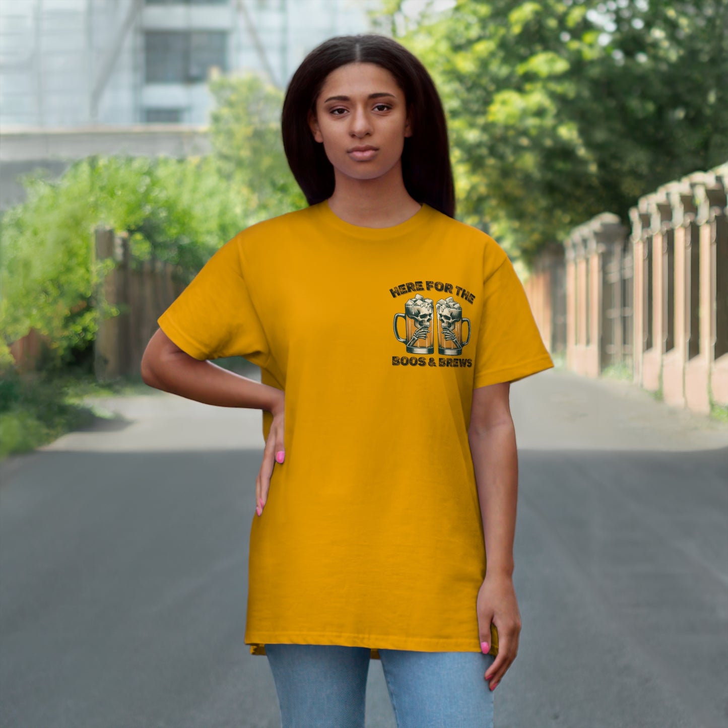 Halloween Beer Mug Tee - Here for the Boos & Brews