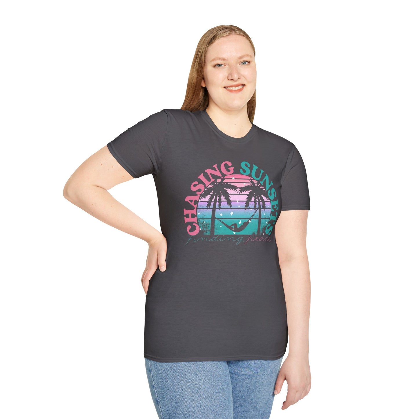 Chasing Sunsets, Finding Peace Unisex T-Shirt