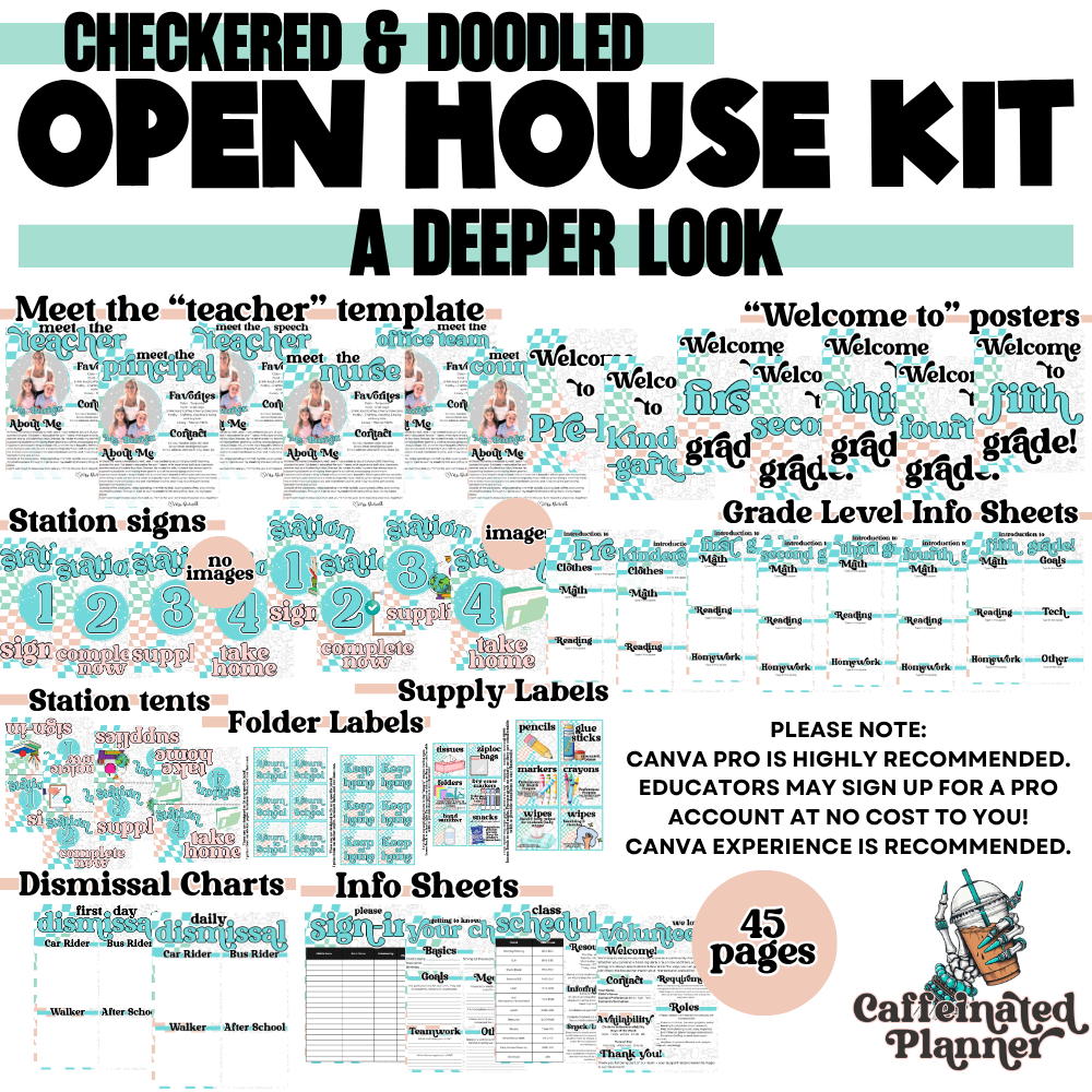 Checkered & Doodled: Open House Kit | Canva Template