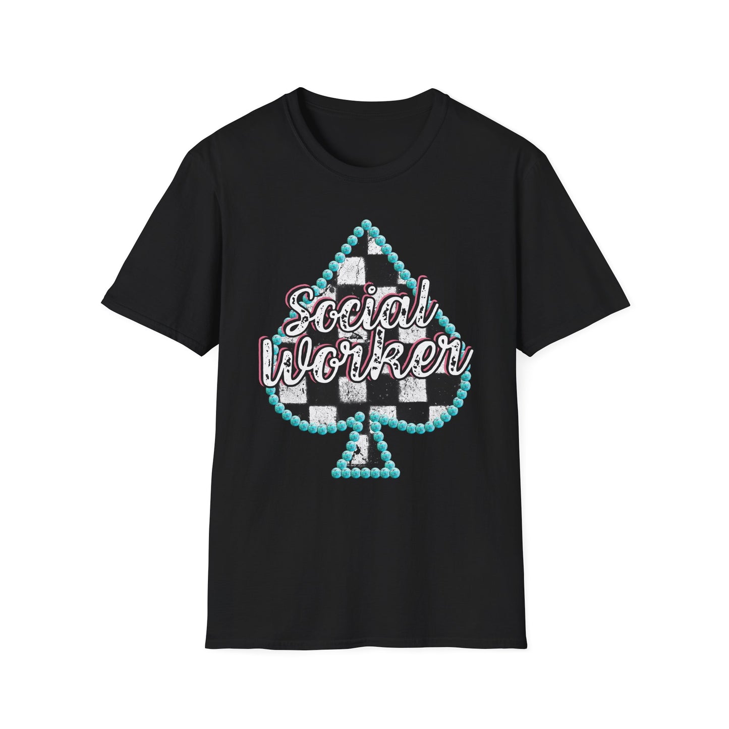Social Worker Checkered Spades T-Shirt