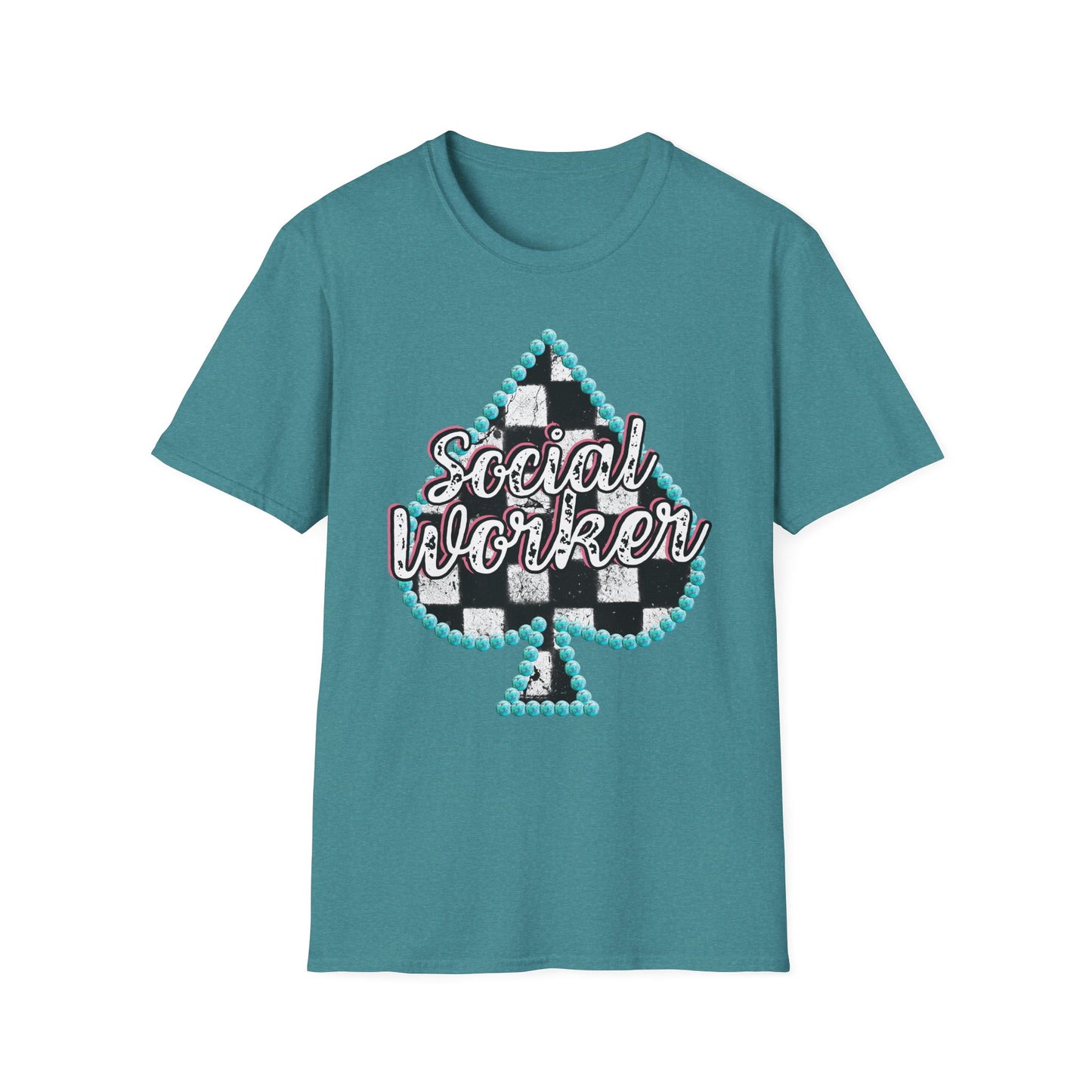Social Worker Checkered Spades T-Shirt