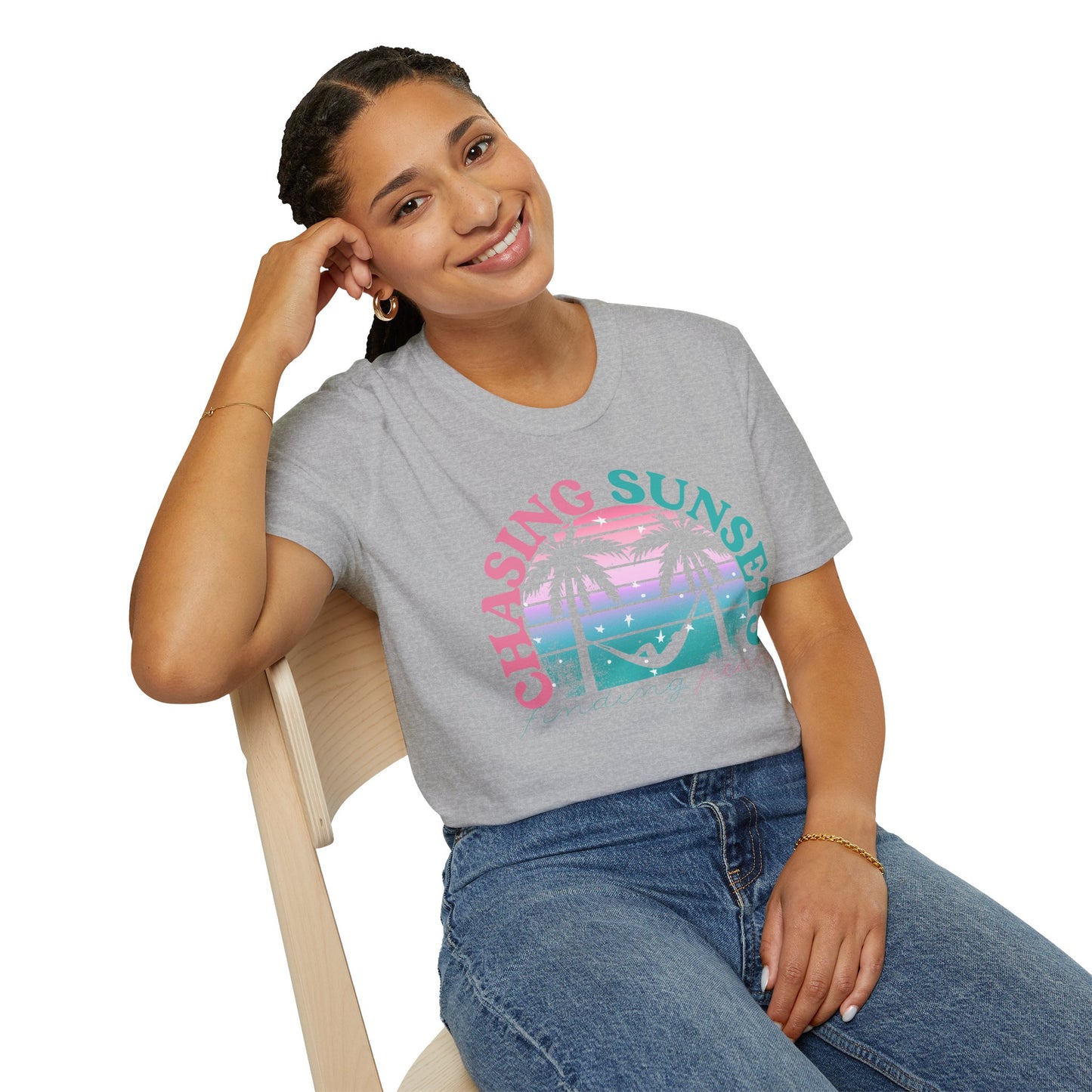 Chasing Sunsets, Finding Peace Unisex T-Shirt