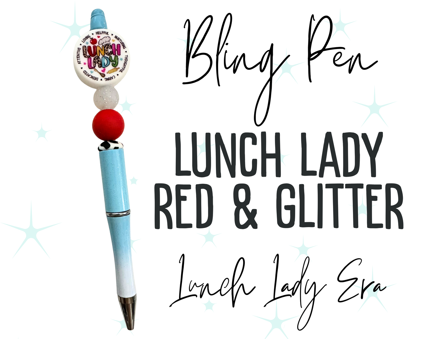 Lunch Lady Bling Pen * Red & Glitter Beaded