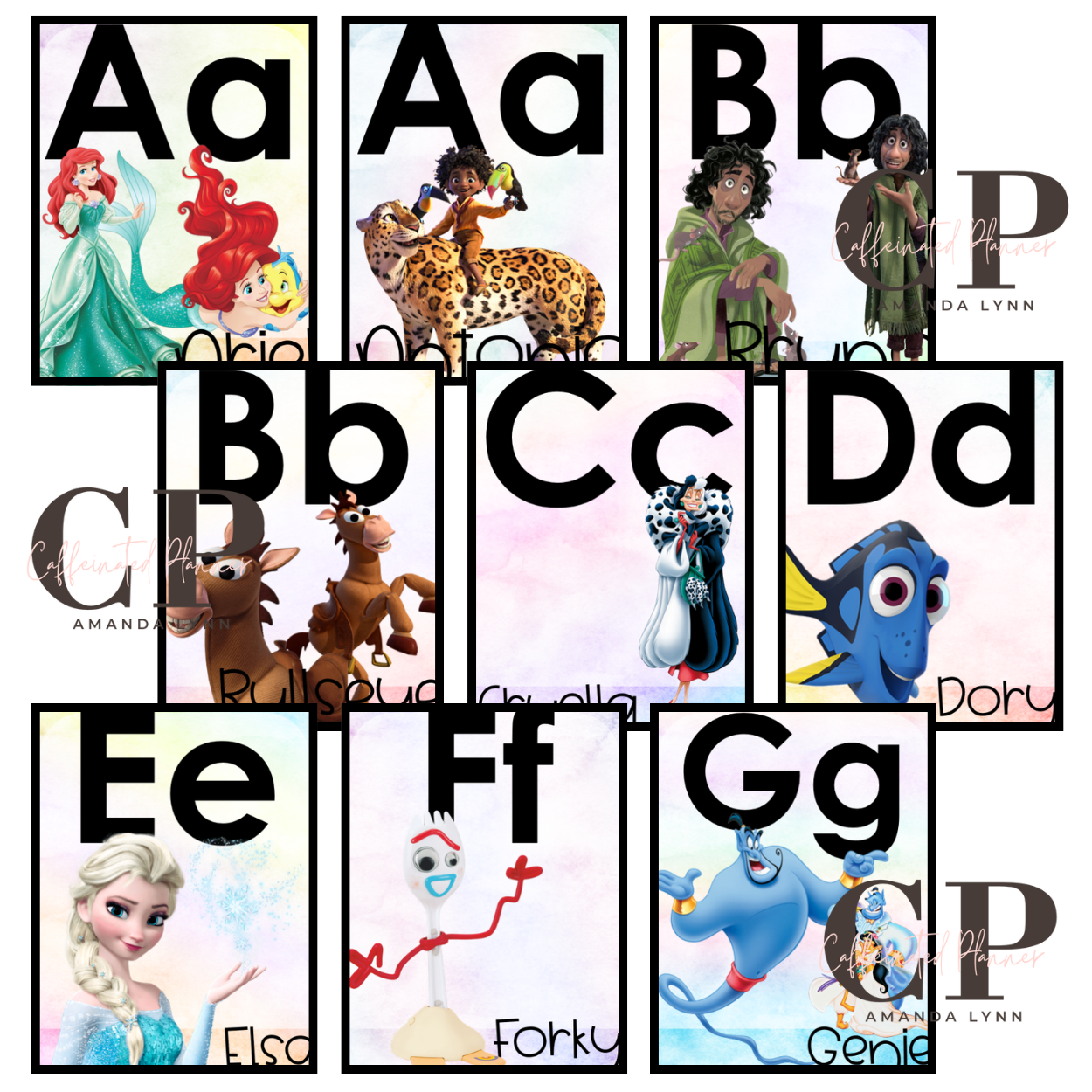 Magical Alphabet Posters: Pastel Watercolor (A-Z Set)