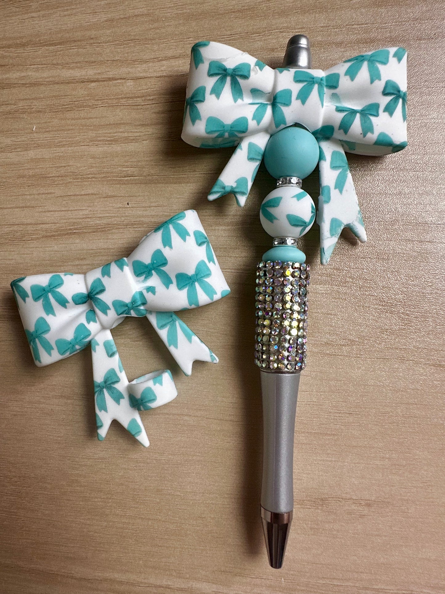 turquoise bow | bling pen & straw topper set