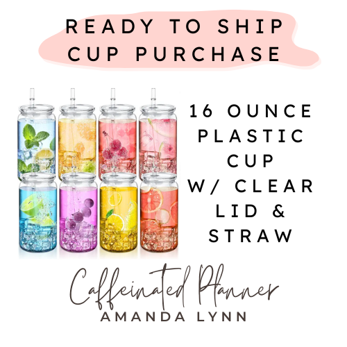 Plastic 16oz w/ Clear Lid & Straw