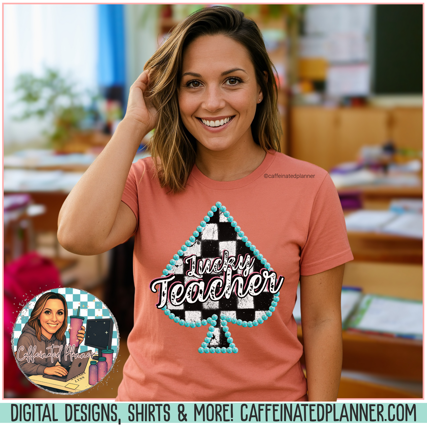 Teacher Checkered Spades T-Shirt