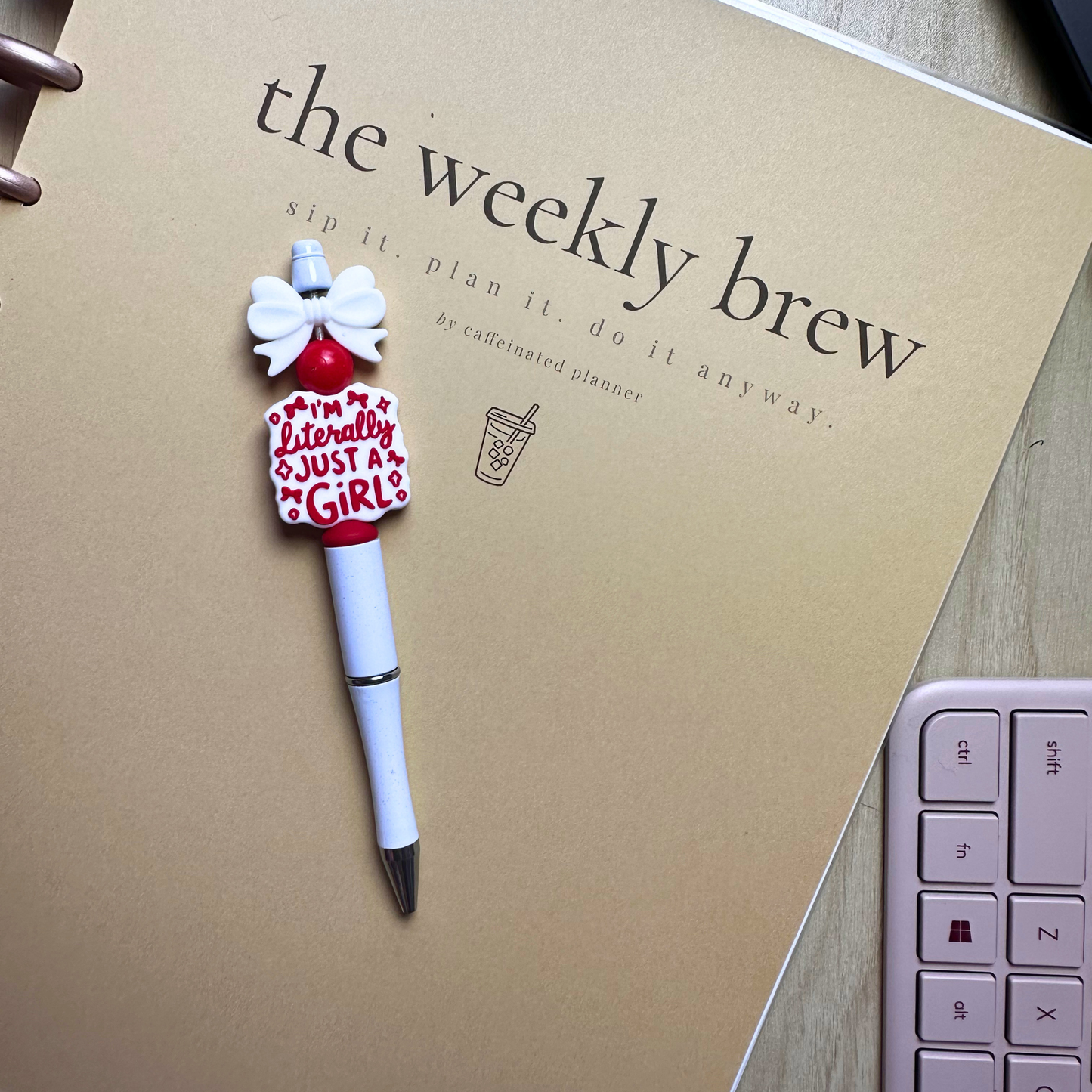 i'm literally just a girl w/ white bow | bling pen