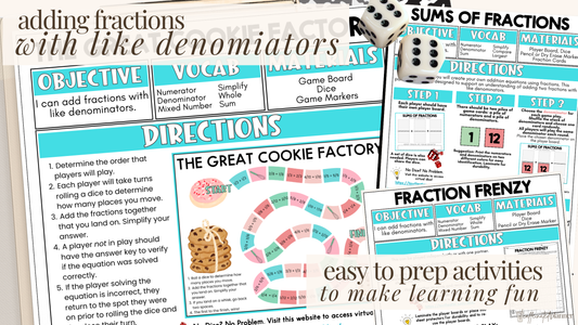 Teaching Adding Fractions with Like Denominators (Without Worksheets Taking Over Your Life)