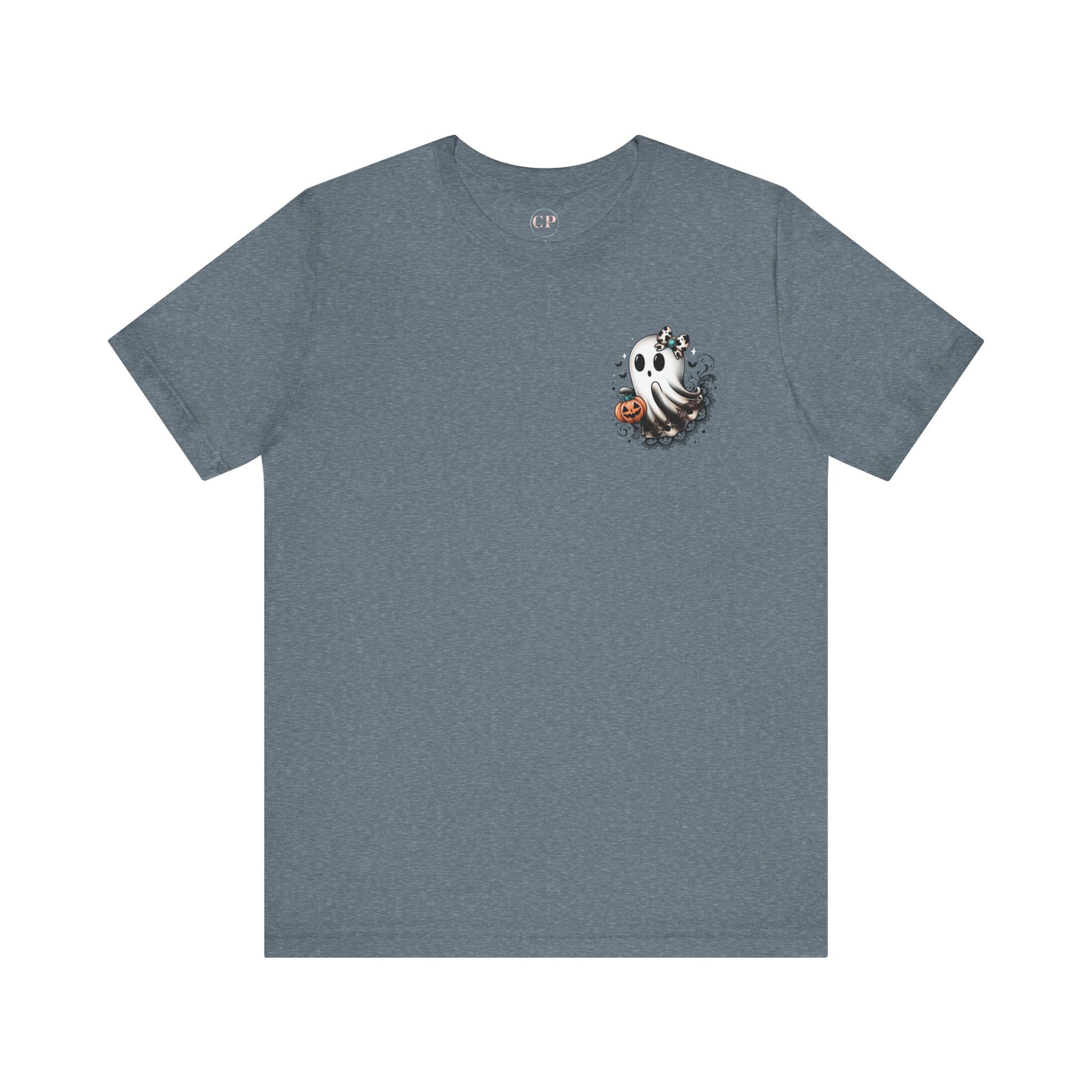 BOOjie Ghost Tee with Pumpkin - Halloween Unisex Jersey Short Sleeve Tee