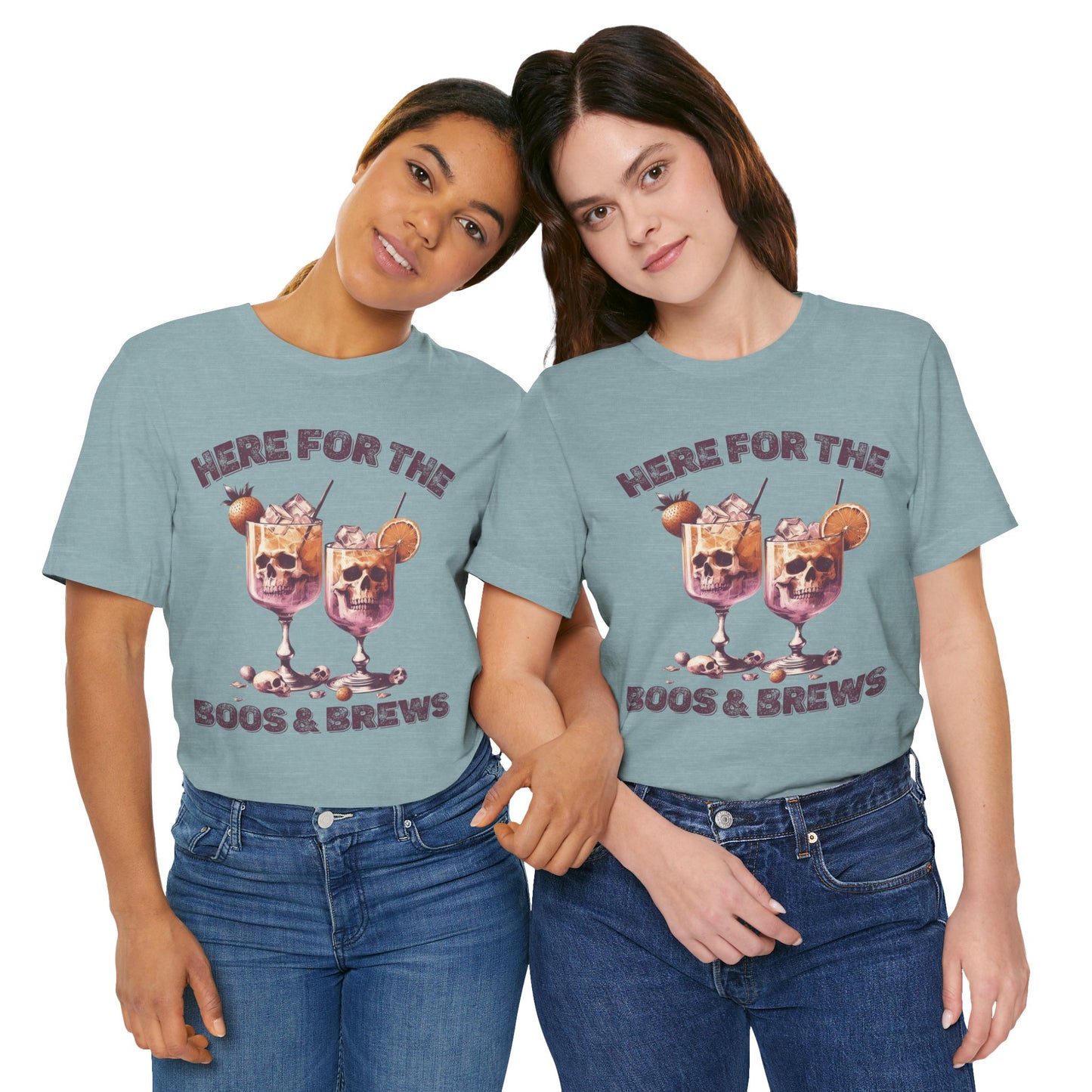 Halloween Skeleton Cocktails Tee - Here for the Boos and Brews *Unisex tee*