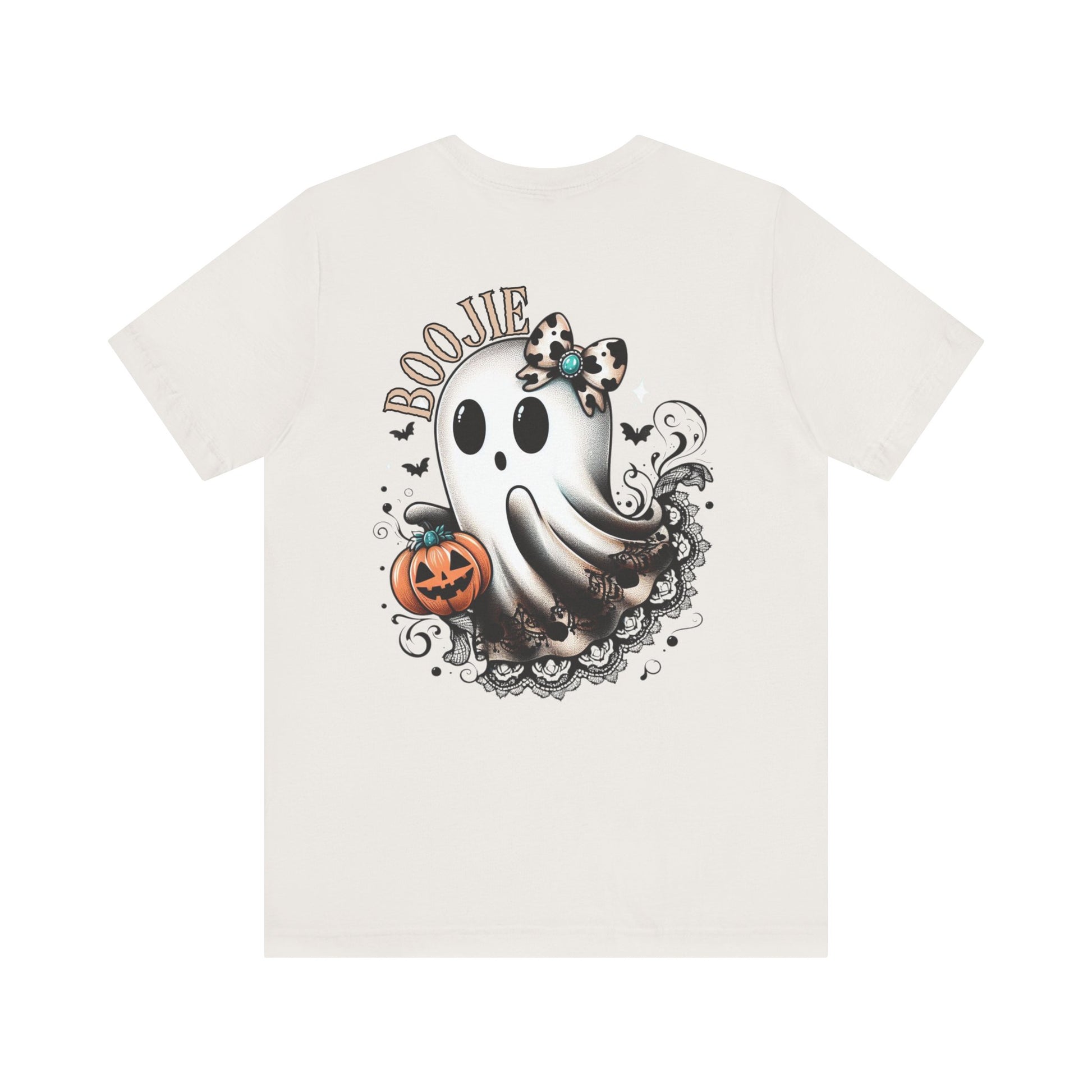 BOOjie Ghost Tee with Pumpkin - Halloween Unisex Jersey Short Sleeve Tee