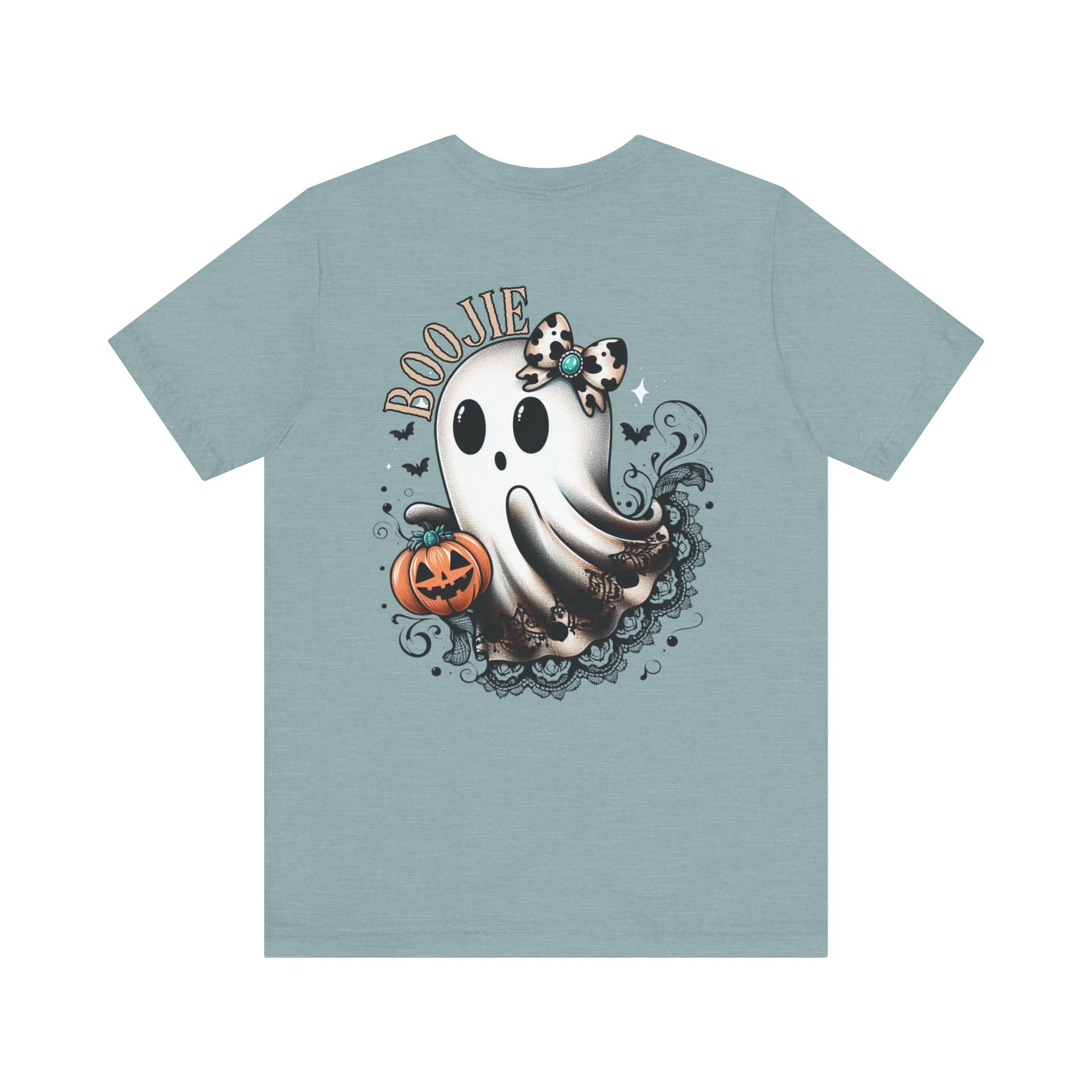 BOOjie Ghost Tee with Pumpkin - Halloween Unisex Jersey Short Sleeve Tee