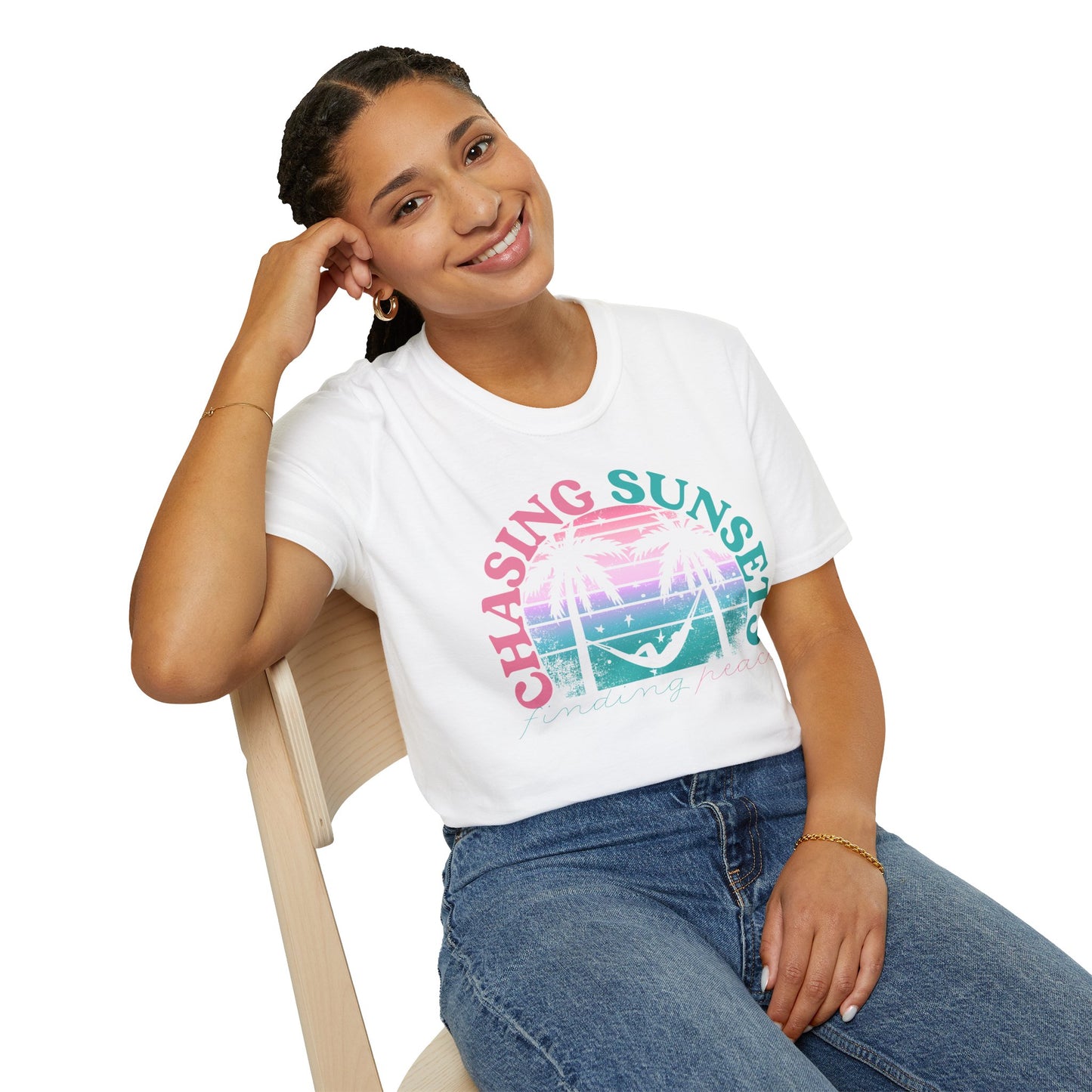 Chasing Sunsets, Finding Peace Unisex T-Shirt