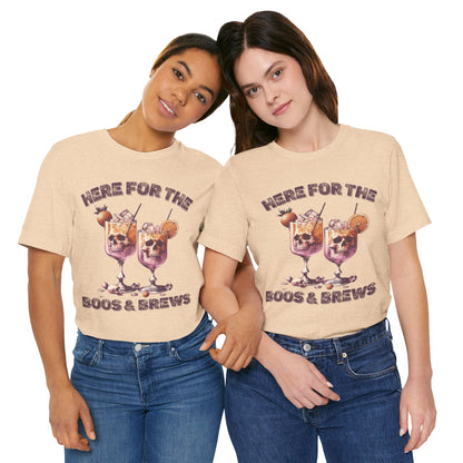 Halloween Skeleton Cocktails Tee - Here for the Boos and Brews *Unisex tee*