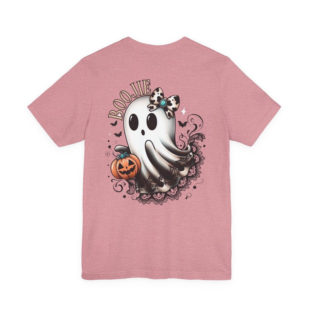 BOOjie Ghost Tee with Pumpkin - Halloween Unisex Jersey Short Sleeve Tee