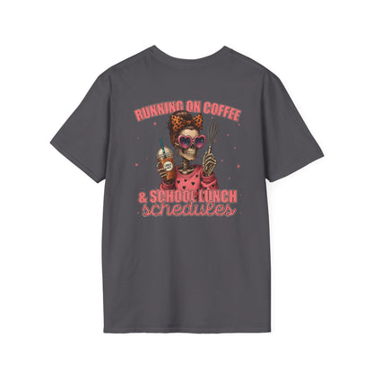 Lunch Lady Unisex T-Shirt - Running on Iced Coffee & School Lunch Schedules