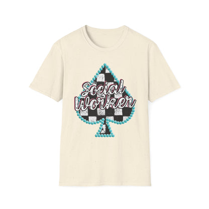 Social Worker Checkered Spades T-Shirt