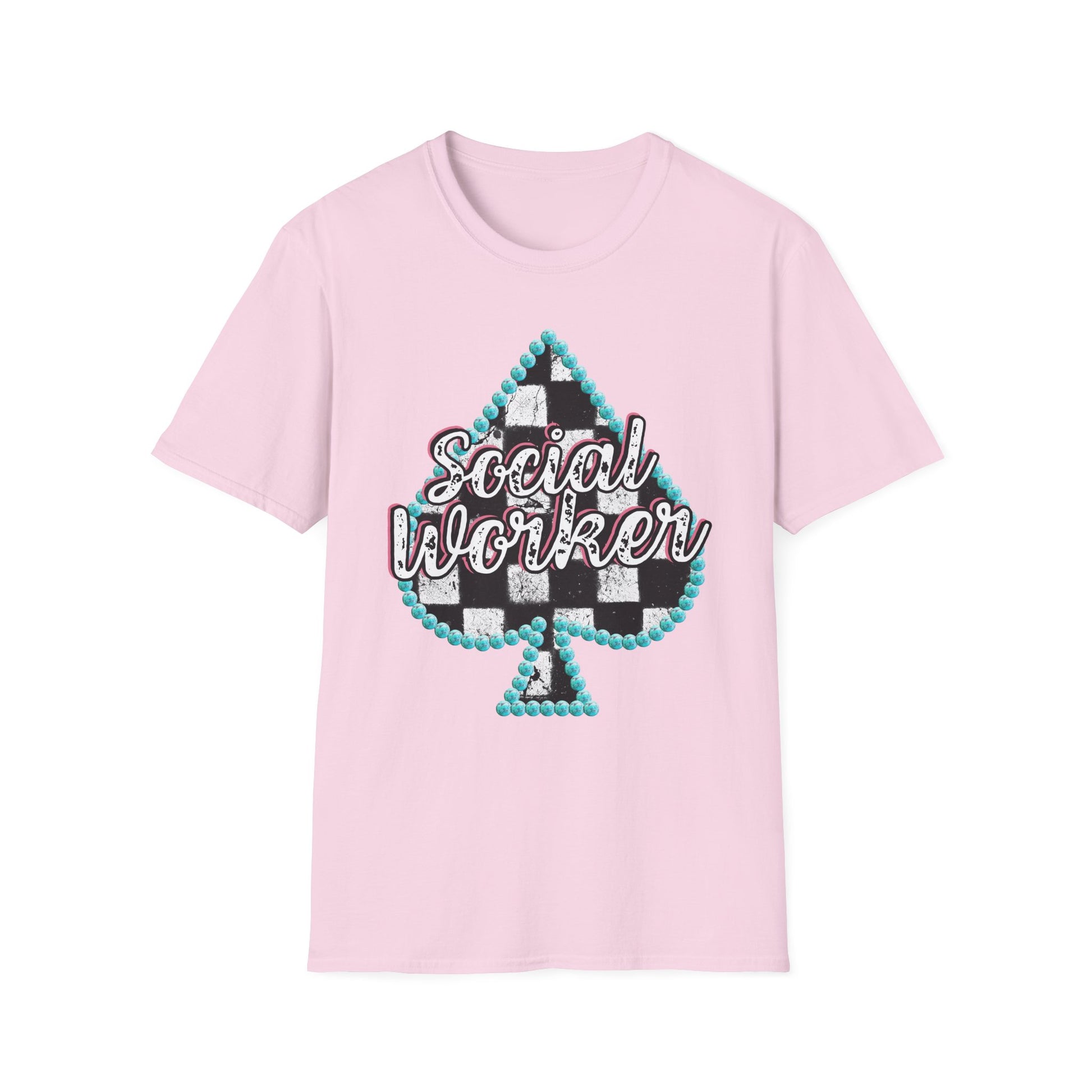 Social Worker Checkered Spades T-Shirt