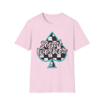 Social Worker Checkered Spades T-Shirt