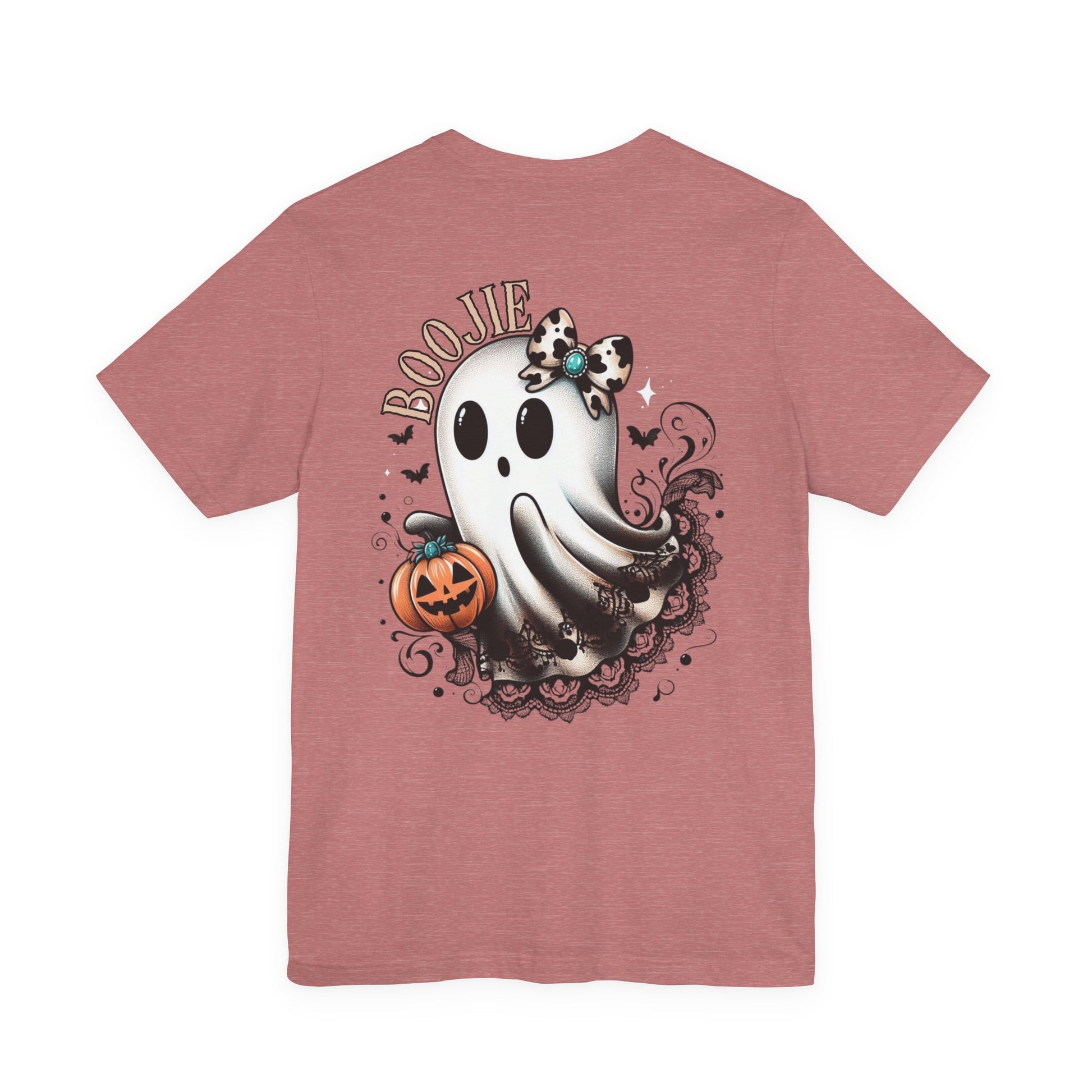 BOOjie Ghost Tee with Pumpkin - Halloween Unisex Jersey Short Sleeve Tee