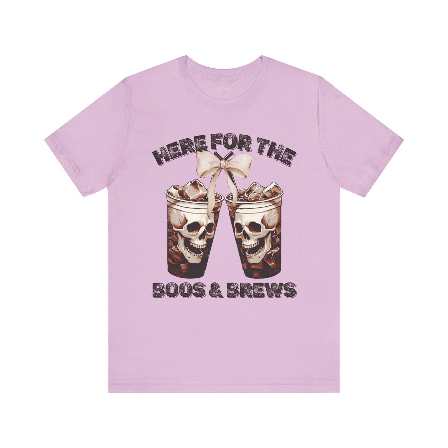 Halloween Skeleton Iced Coffee Tee - Here for the Boos and Brews