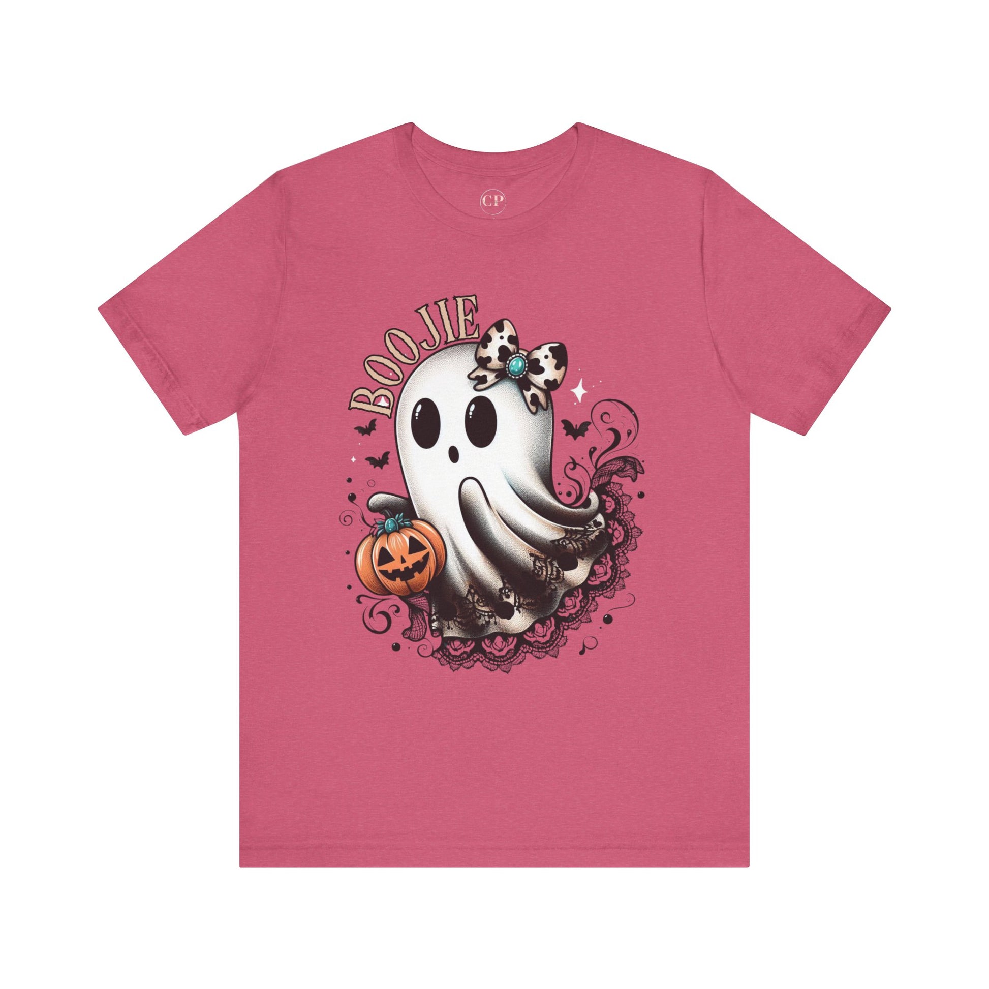 BOOjie Ghost Tee with Pumpkin - Halloween Unisex Jersey Short Sleeve Tee