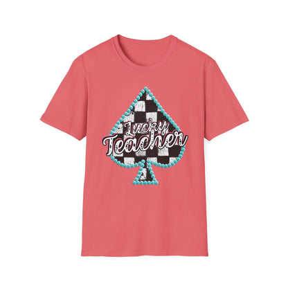 Teacher Checkered Spades T-Shirt