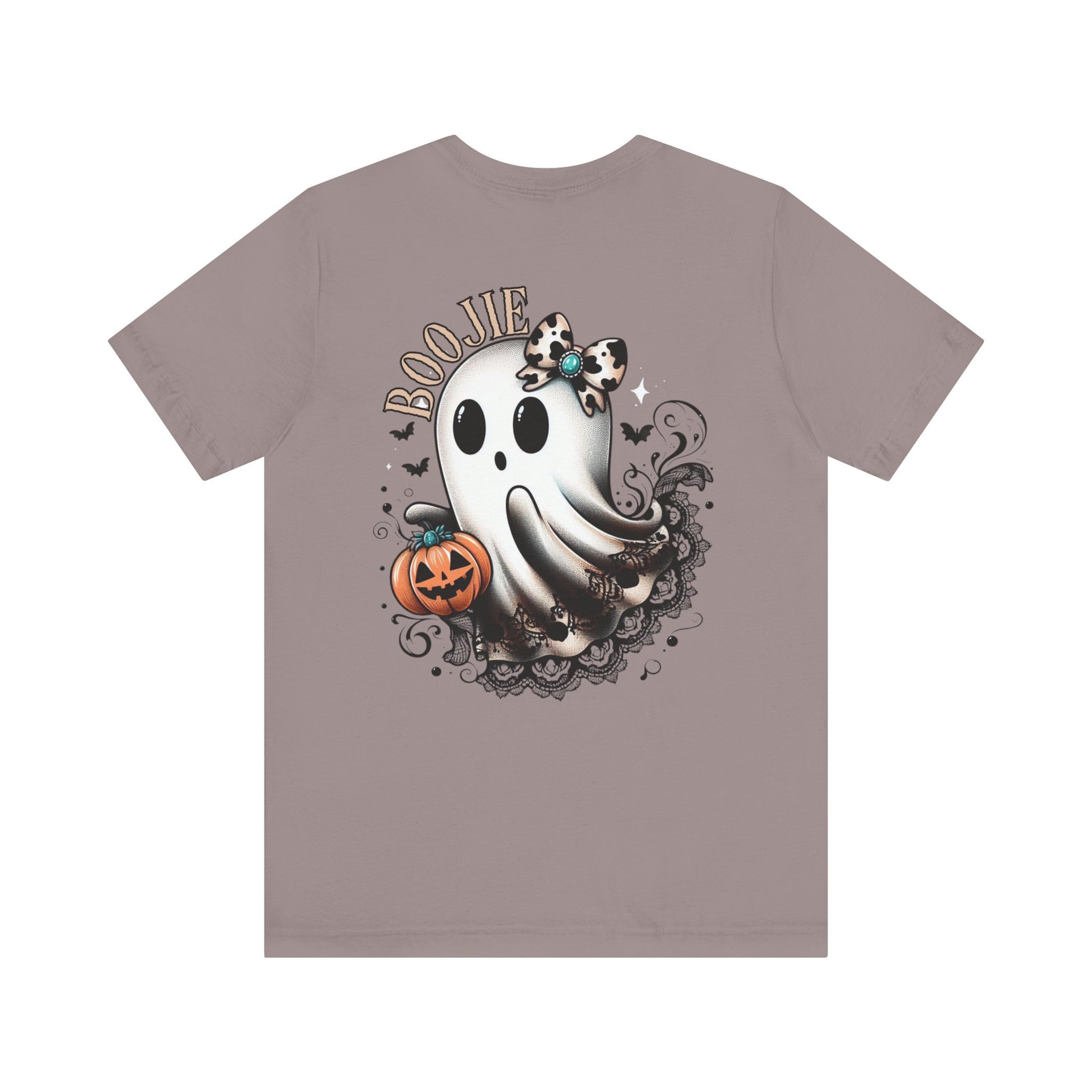 BOOjie Ghost Tee with Pumpkin - Halloween Unisex Jersey Short Sleeve Tee