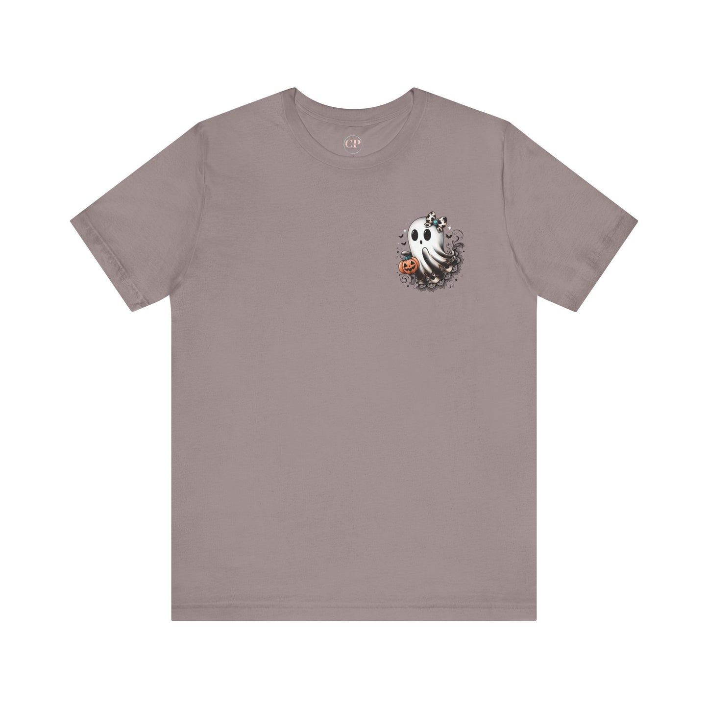 BOOjie Ghost Tee with Pumpkin - Halloween Unisex Jersey Short Sleeve Tee