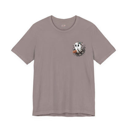 BOOjie Ghost Tee with Pumpkin - Halloween Unisex Jersey Short Sleeve Tee