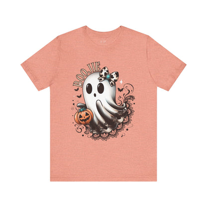 BOOjie Ghost Tee with Pumpkin - Halloween Unisex Jersey Short Sleeve Tee