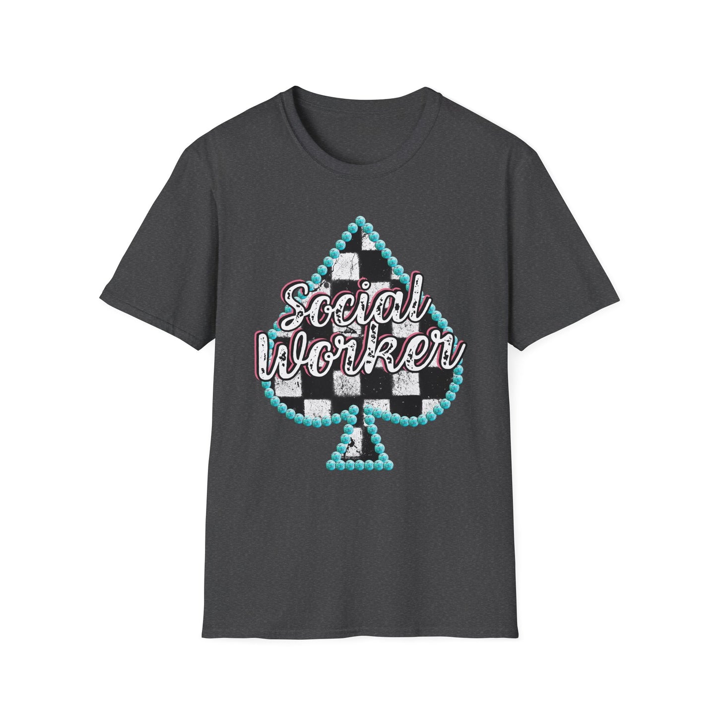 Social Worker Checkered Spades T-Shirt