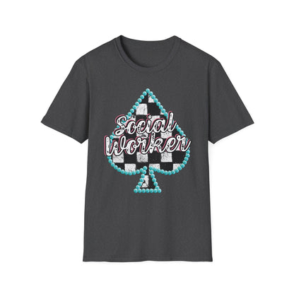 Social Worker Checkered Spades T-Shirt