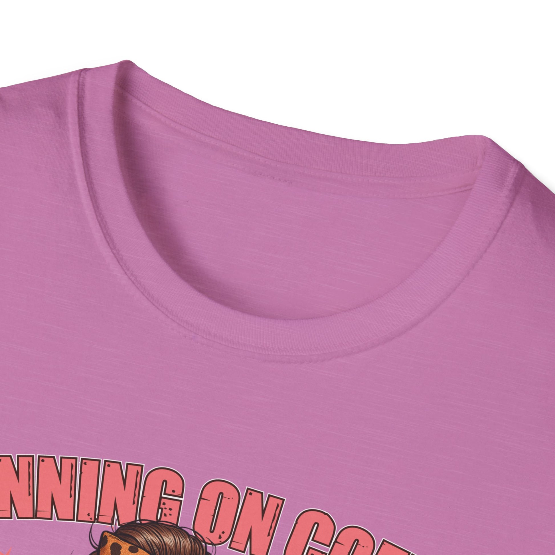 Funny Lunch Lady Unisex Softstyle T-Shirt - Running on Iced Coffee and School Lunch Schedules - Front Design Only
