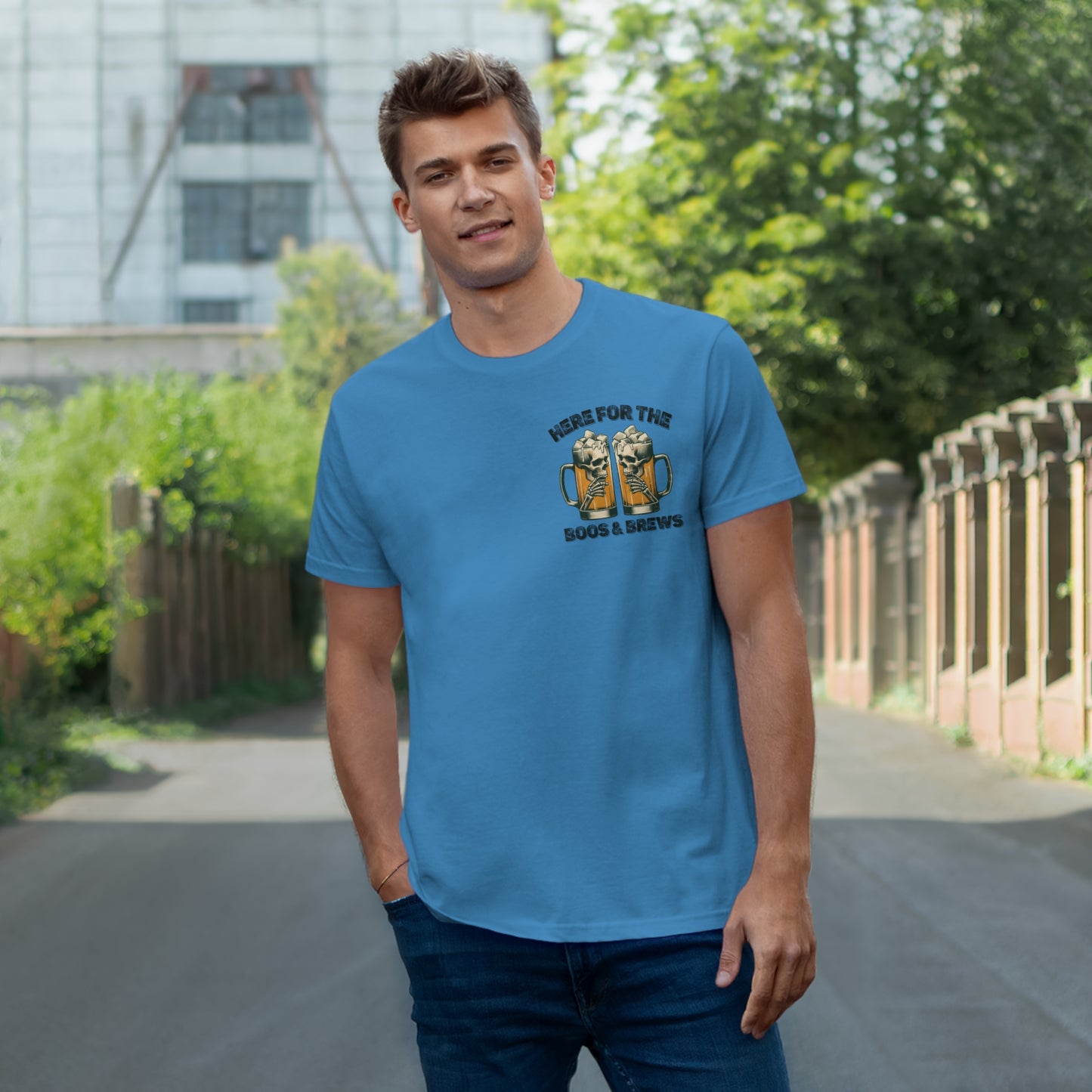 Halloween Beer Mug Tee - Here for the Boos & Brews