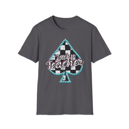 Teacher Checkered Spades T-Shirt