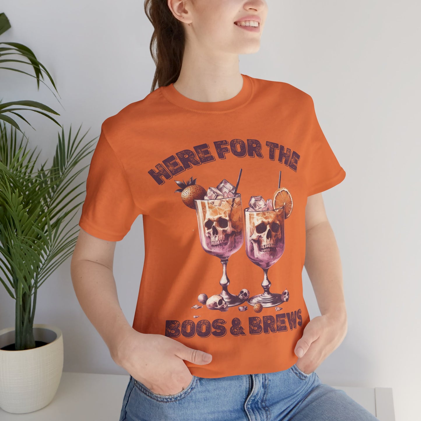 Halloween Skeleton Cocktails Tee - Here for the Boos and Brews *Unisex tee*