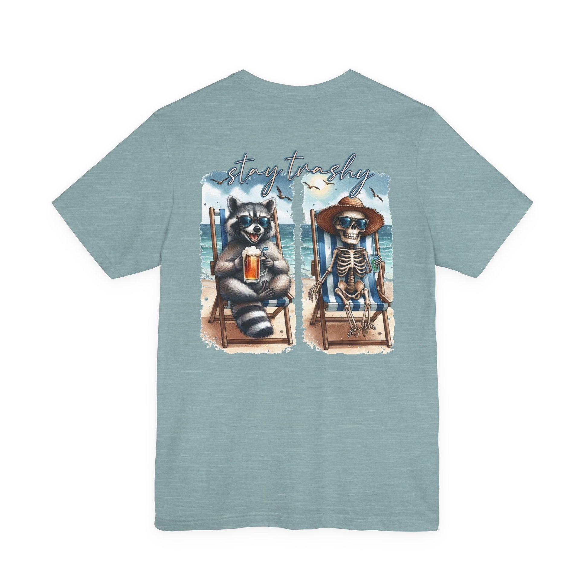Stay Trashy Raccoon and Skeleton Beach