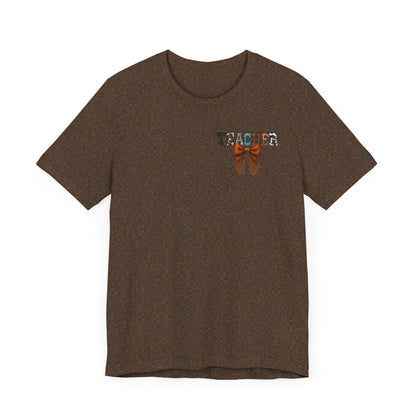 Western Style Teacher Tee with Fringe Bow Front & Back Design - Unisex Jersey Short Sleeve