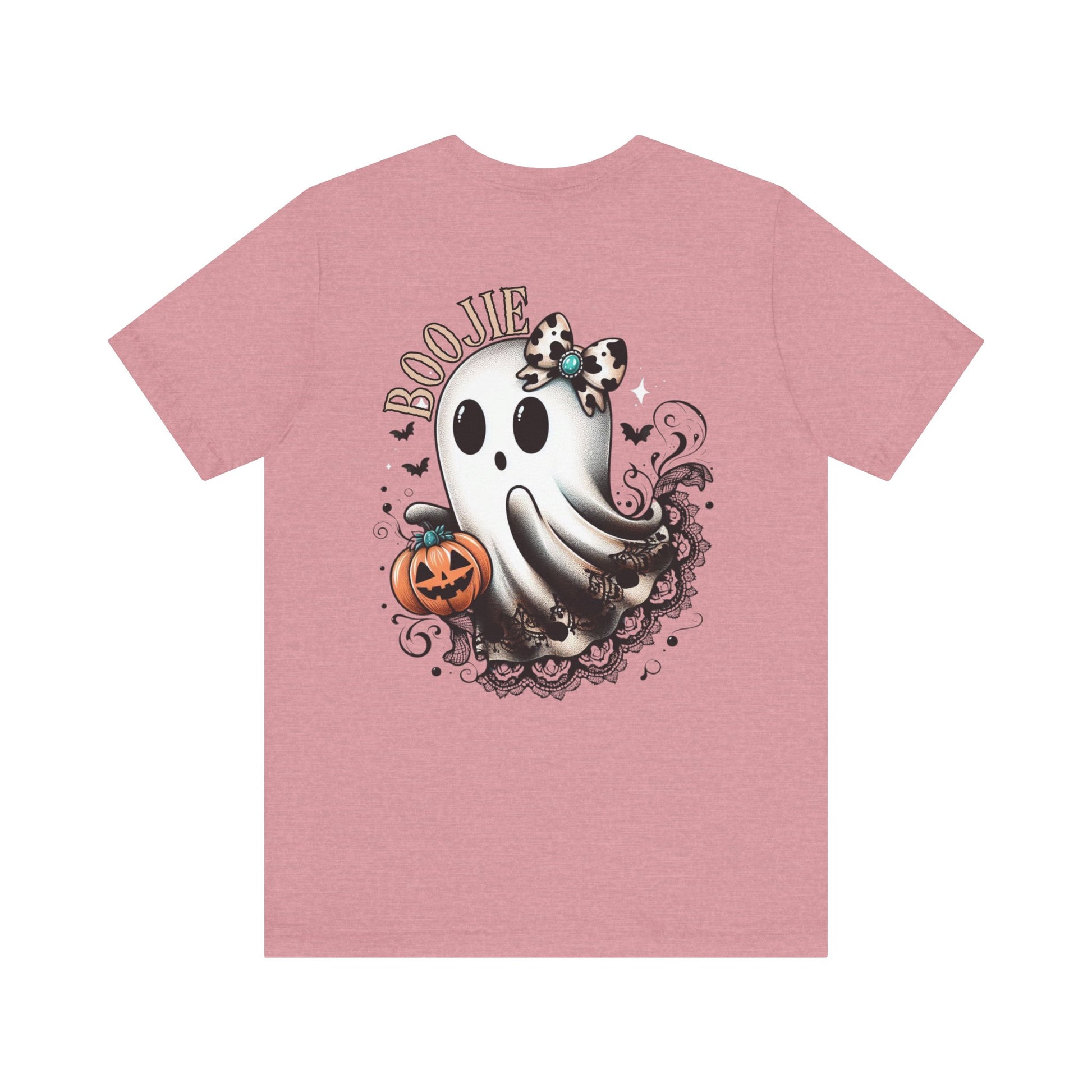 BOOjie Ghost Tee with Pumpkin - Halloween Unisex Jersey Short Sleeve Tee