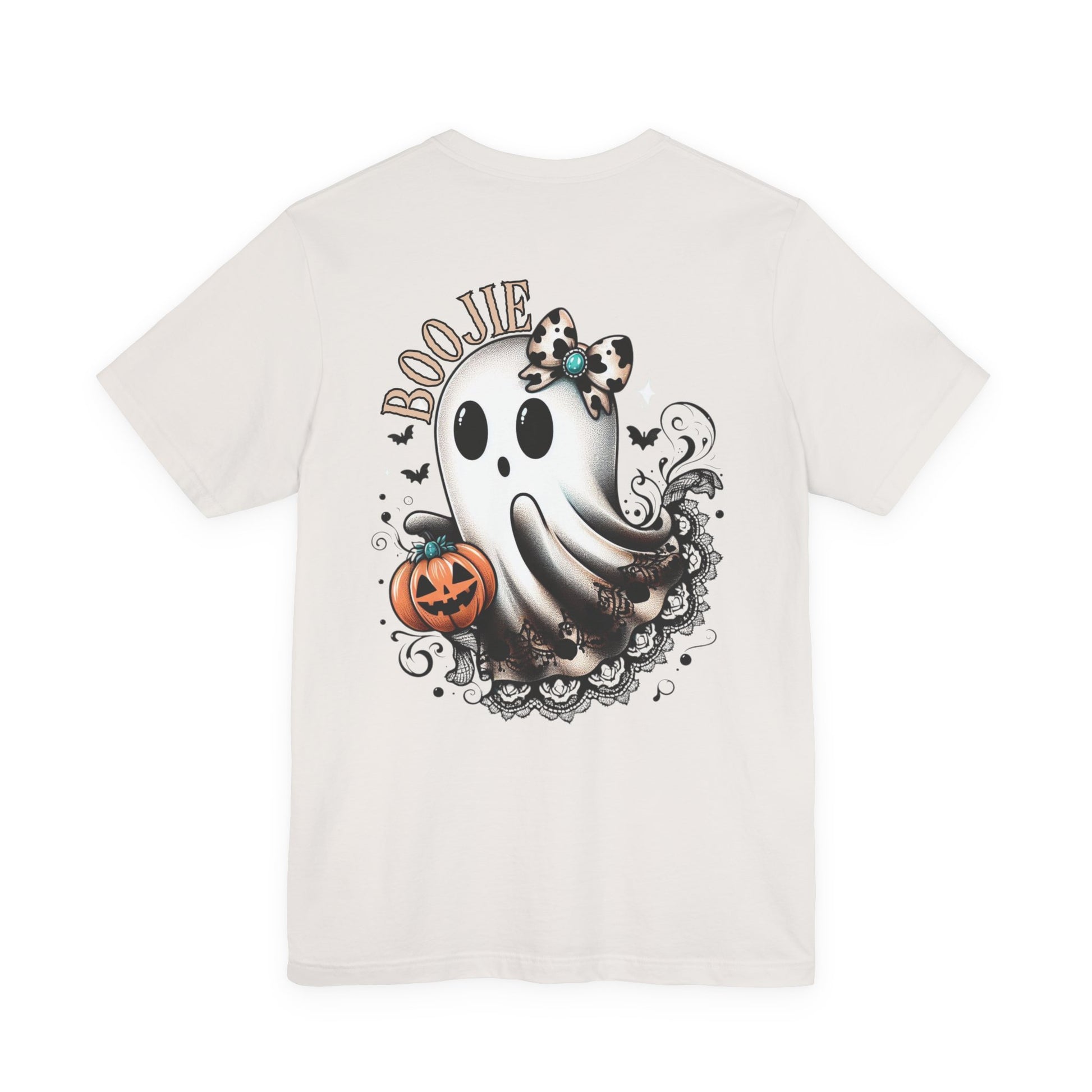 BOOjie Ghost Tee with Pumpkin - Halloween Unisex Jersey Short Sleeve Tee