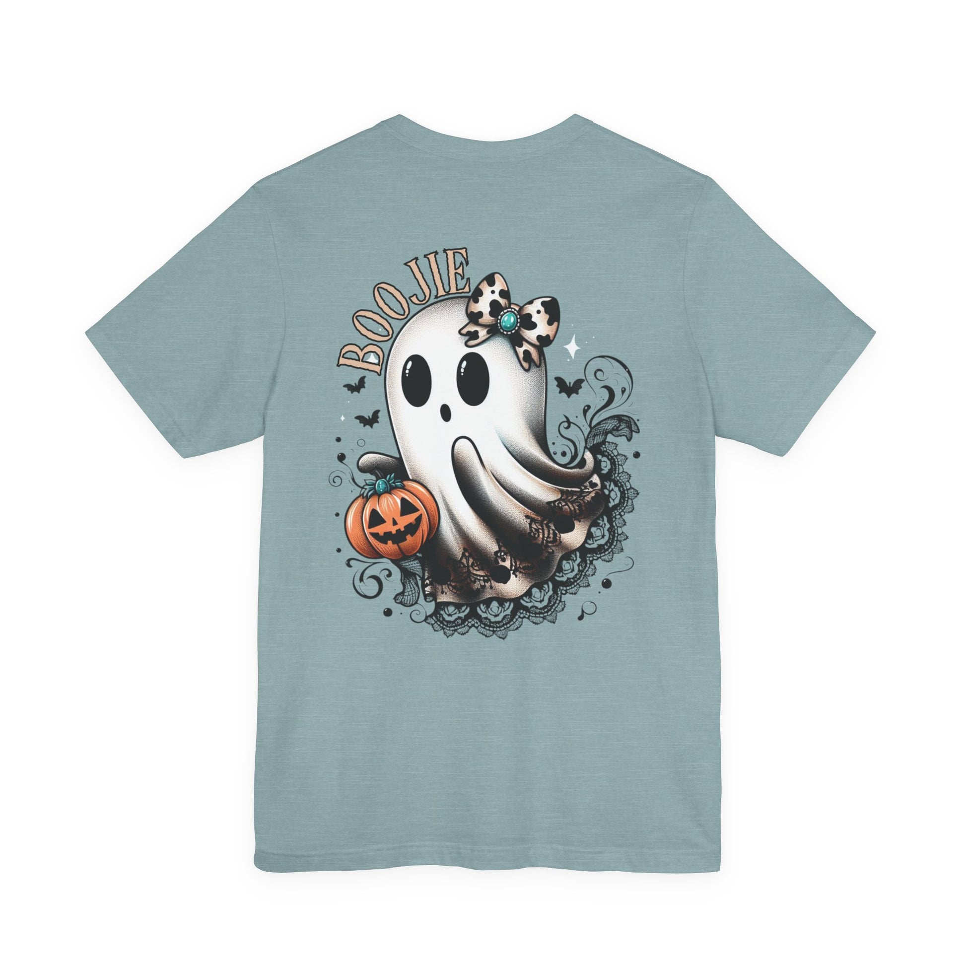 BOOjie Ghost Tee with Pumpkin - Halloween Unisex Jersey Short Sleeve Tee
