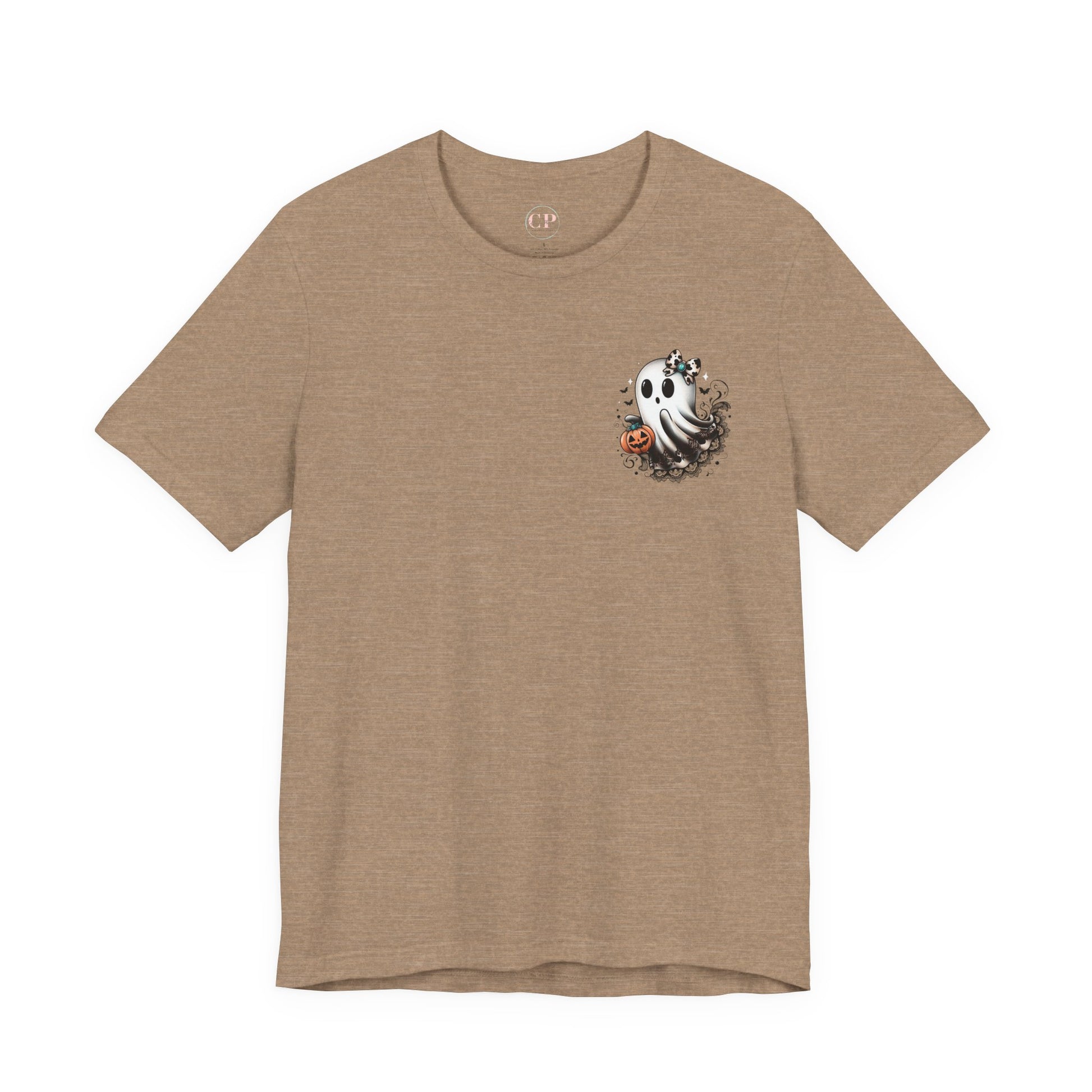 BOOjie Ghost Tee with Pumpkin - Halloween Unisex Jersey Short Sleeve Tee
